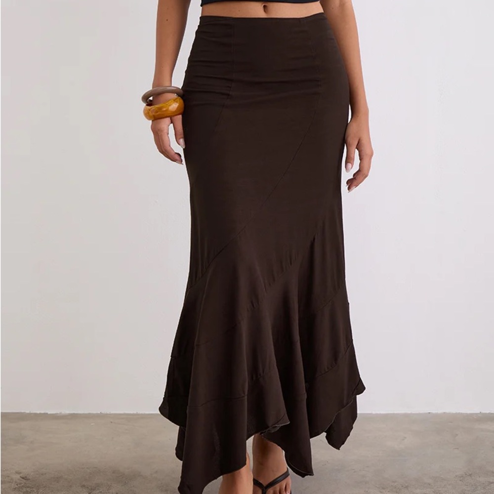 Motel rocks Rombe Maxi Skirt In Bitter Chocolate size XL